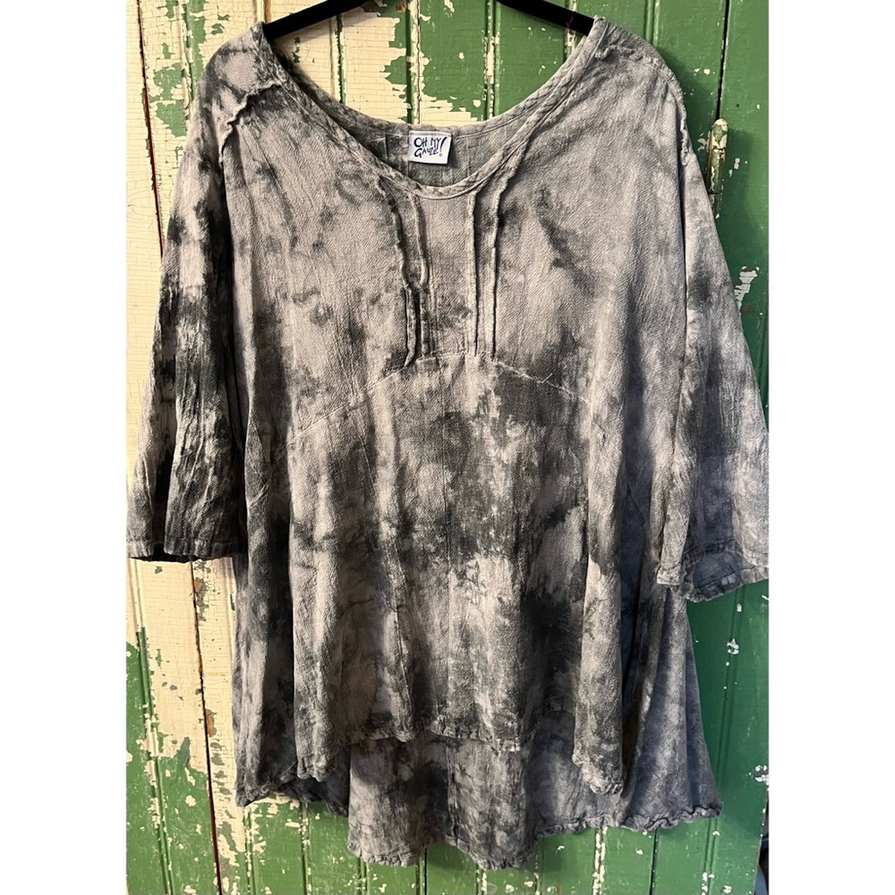Oh My Gauze Charcoal Tie-Dye Tunic Womens Top size 1